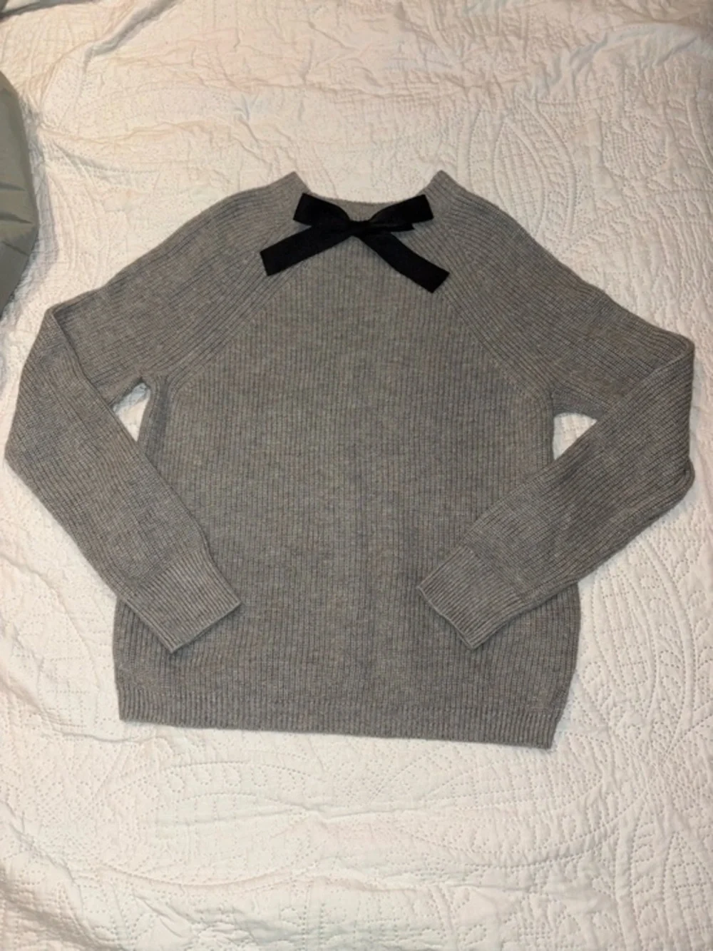 J.Crew Grey Sweater w Bow Size Small